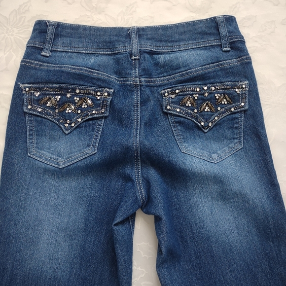 Cache crystals embellished flare wide leg jeans - Picture 2 of 10